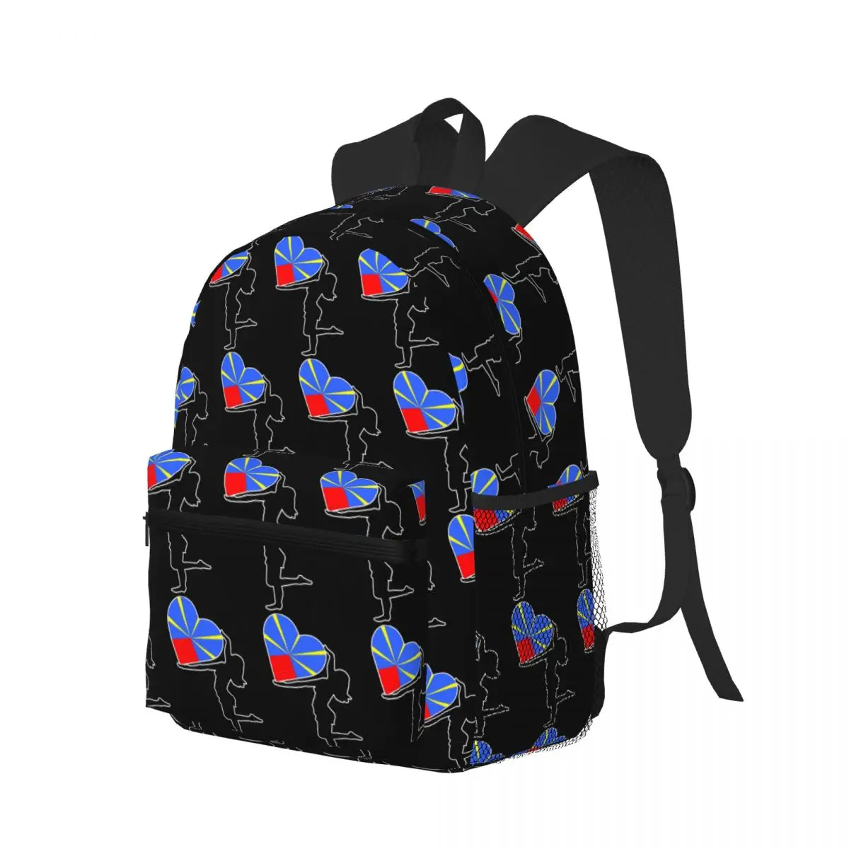 

Woman With A Heart 974 Reunion Island Flag Student Backpack School Bag Hiking Travel Daypack for Boys Girls Bookbag Shoulder Bag