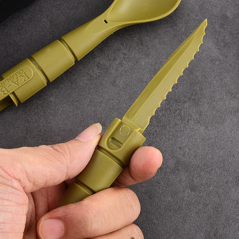 Taktisches Mini-EDC-Geschirr, multifunktionale Werkzeuge, Gabeln, Löffel, Messer, Kombination, für Camping, Wandern, Outdoor, Halloween – Detail 4