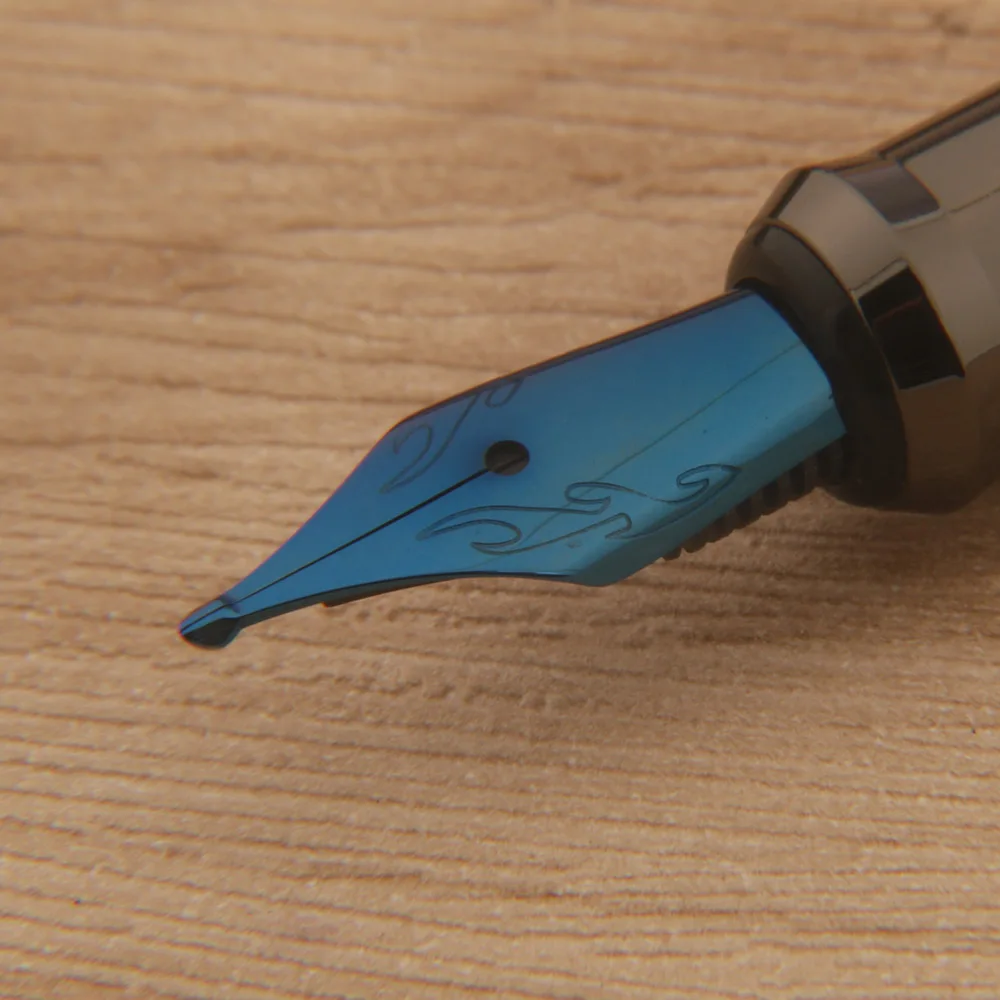 

1pc Naginata Nib Fountain Pen rosewood Gun grey Handmade Grinding 26 Pen Royal Blue Office School Supplies Writing Ink Pens