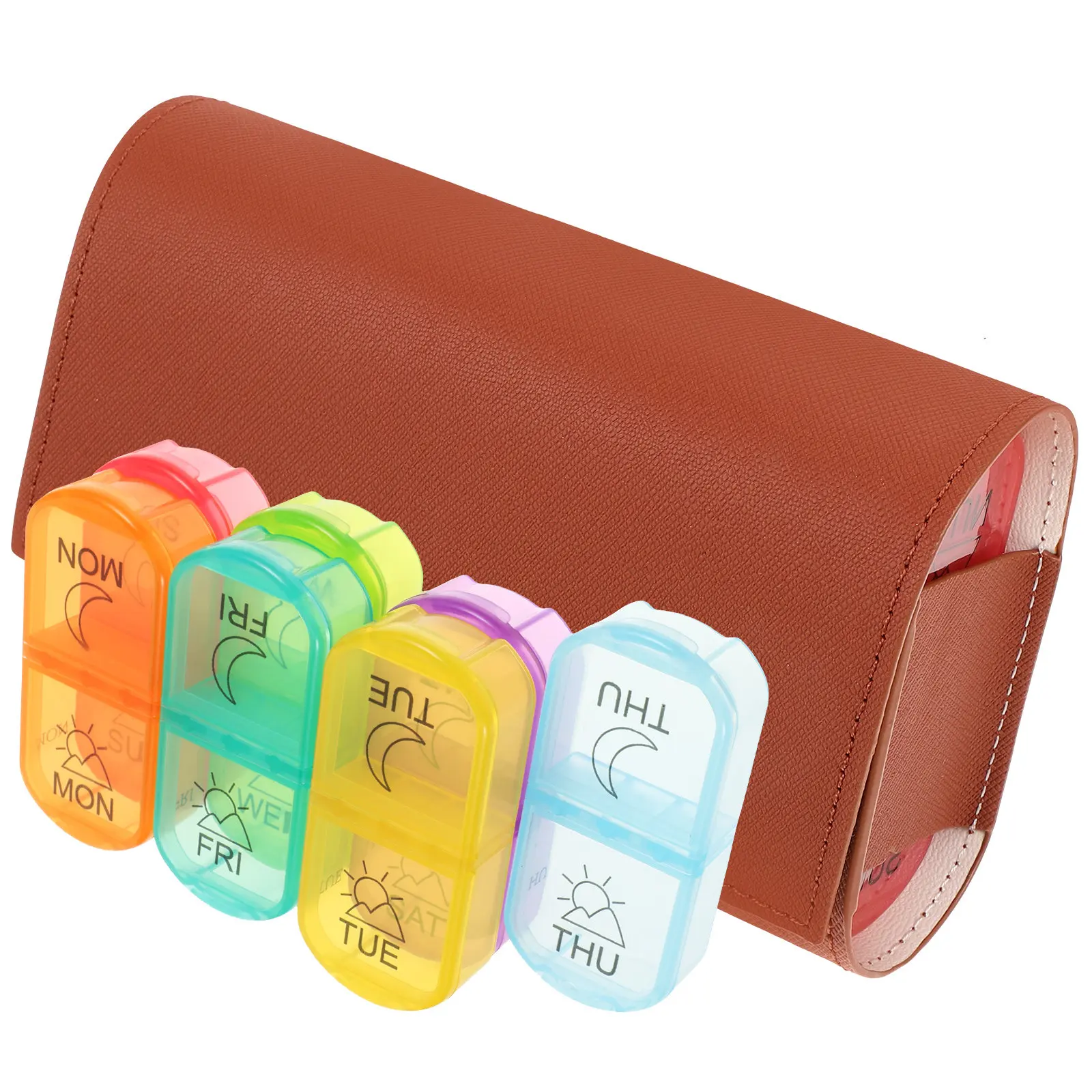 

1Set Medicine Organizer Weekly Pill Box Set with Separate Compartments and Storage Bag for Travel Home Office Portable