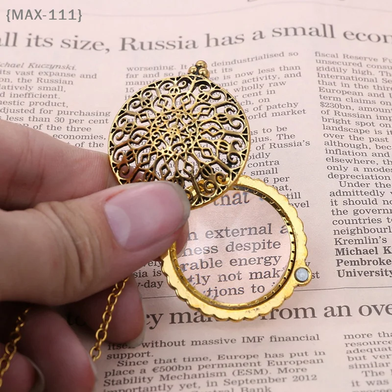 【F2-MAX111】Vintage Chain Magnifying Glass Hot Necklace Pendant Grandma Gift Metal Magnifier