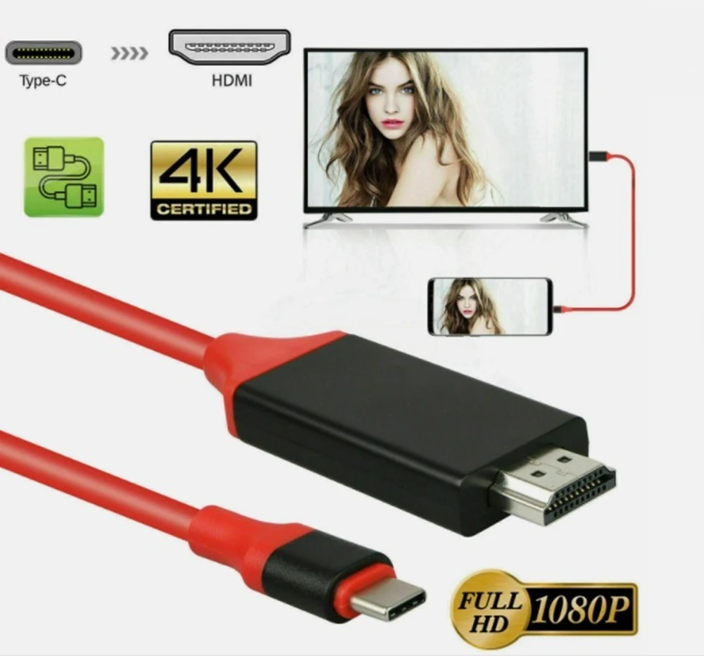 

6FT USB-C Type C to HDMI HDTV TV Cable Adapter For iPhone 16,16 Plus, 16 Pro Max
