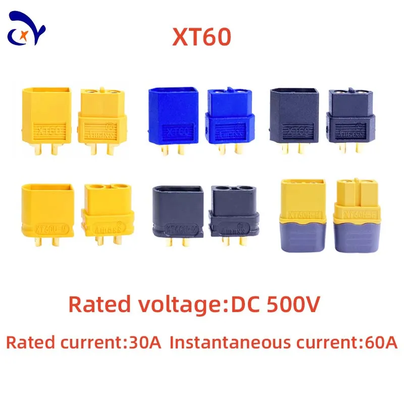 5PCS/3Pair Amass XT60 Series/XT60U/XT60H Black, Blue High Current Power Battery Aviation Gold Plated Plugs