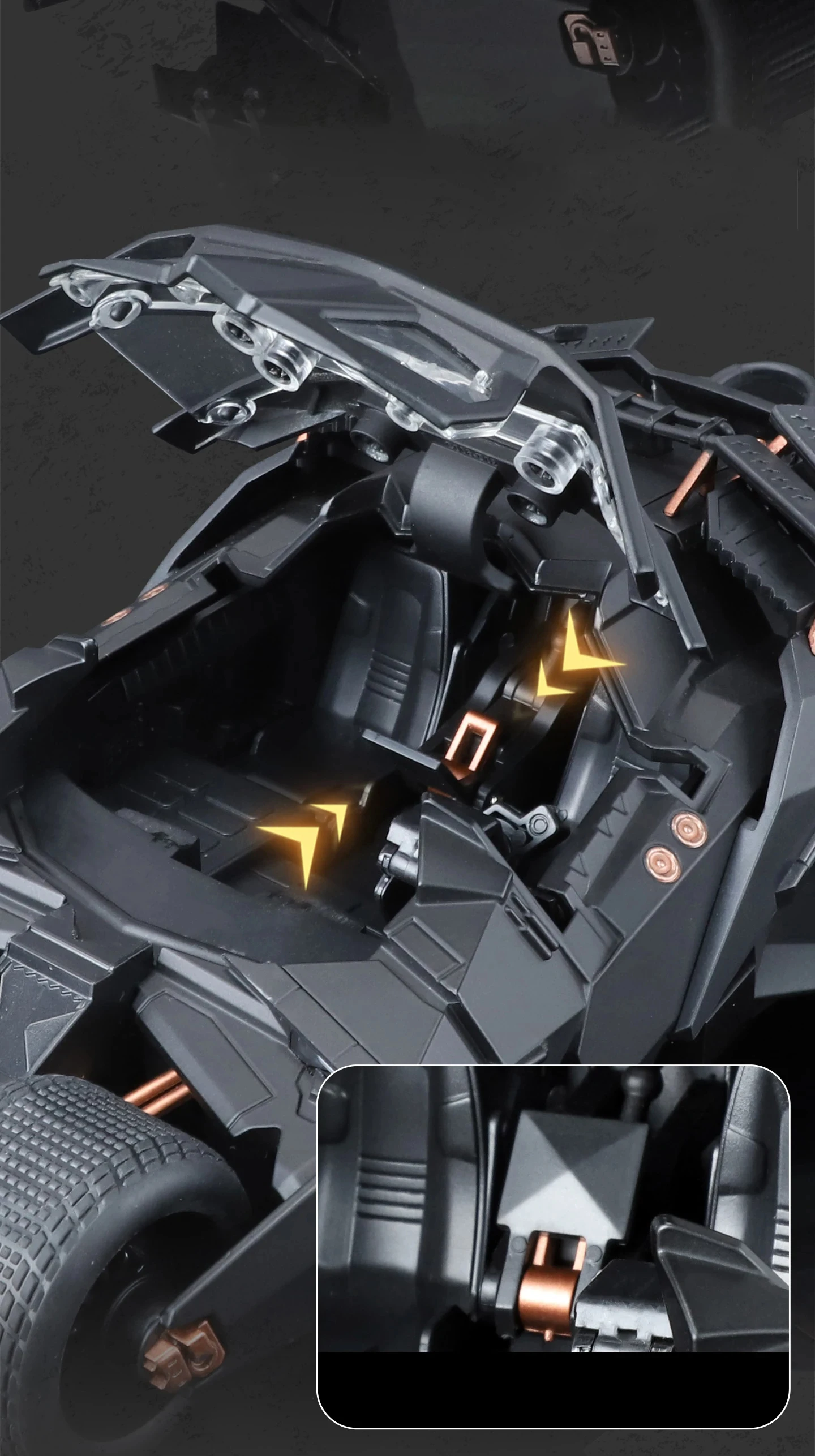 1:24 Batmobil Tumbler Bat Legierung Modell Auto Spielzeug Diecasts Metall Casting Sound und Licht Auto Spielzeug Für Kinder Fahrzeug – Detail 9