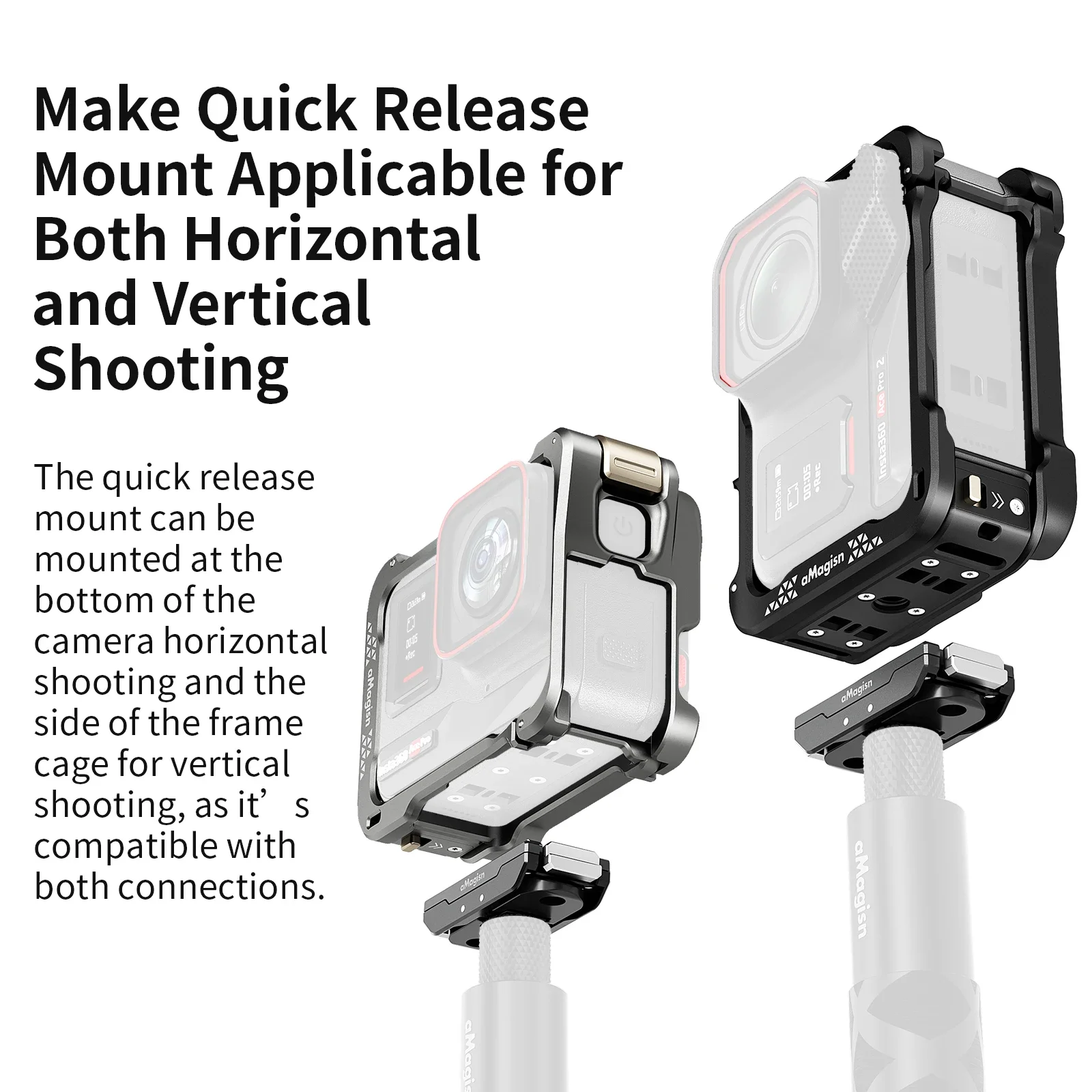 aMagisn For Insta360 Ace Pro/Pro 2 Metal Cage Quick Release Aluminum Frame Protective Shell For Insta360 Ace Pro2 Accessories