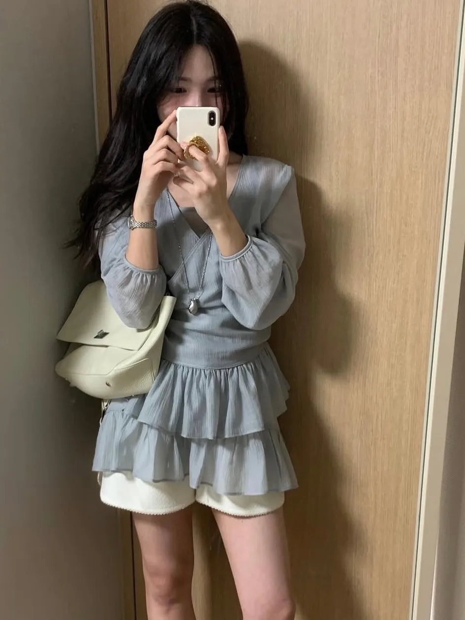 Chic Vroege Lente Vrouwen Band Vest Lange Sve V-Ne Buitenste Dr Rok Kant Tweedelige Set Faionable volwassen Kleding