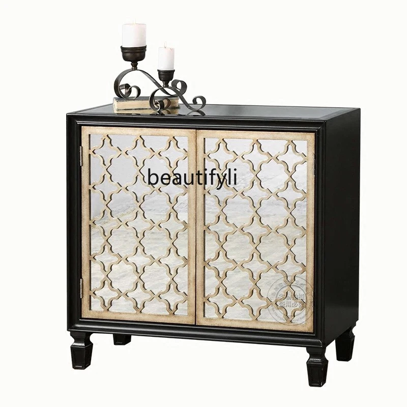 

Hallway Sideboard Cabinet Console Tables Solid Wood Black Bright Luxury European Style Hallway Shoe Cabinet