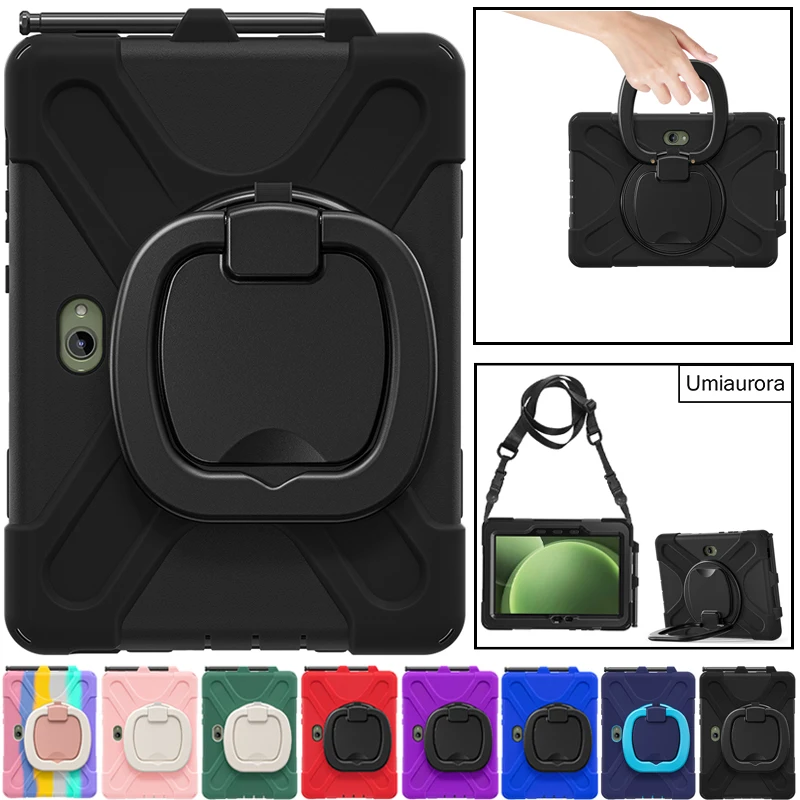 For Samsung Tab Active 4 5 Pro 10.1 inch SM-X350 SM-T540 T630 Heavy Duty Rugged Tablet Case Pull Ring Stand Shockproof PC Funda