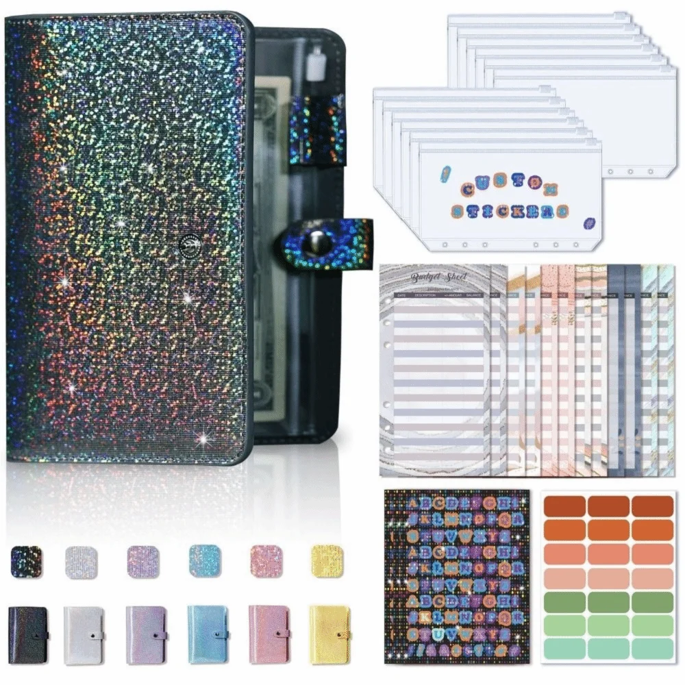

Soft Leather A6 Budget Binder Wallet Budgeting Savings Money Cash Envelope Binder with 12pcs Zipper Envelopes