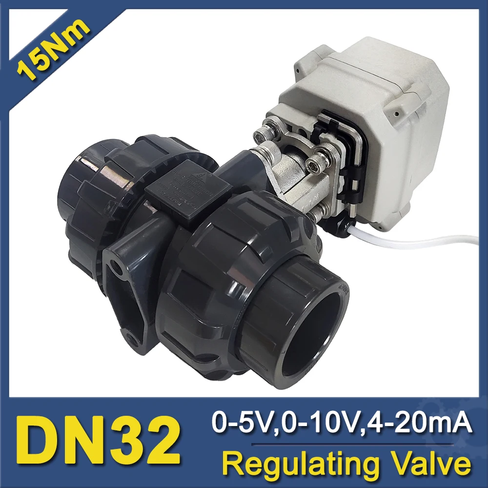 

Proportional Valve DN32 U-PVC material, 11/4" Modulating Valve 0-5V, 0-10V or 4-20mA electric control motorized ball valve