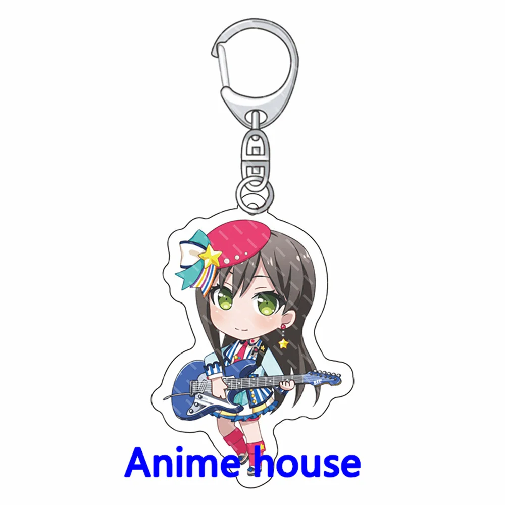 BanG Dream! Keychain Toyama Kasumi Ran Mitake Cute Figures Acrylic Key Chain Ring Holder Otaku Gift School Bag Charm Accessories