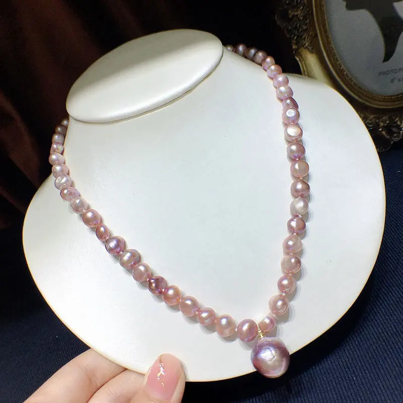 New Fashion Natural Fresh Water Baroque Pearl 8-11mm Pendant Necklaces For Women