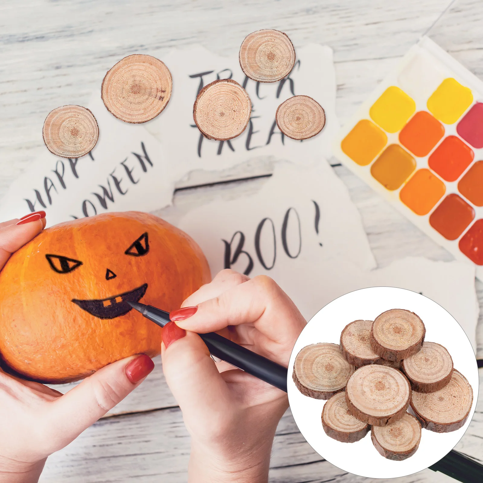 

120Pcs Unfinished Pine Wood Circles Smooth Polished Natural Wooden Slices for Wedding Party DIY Craft Tags Rustic Ornament