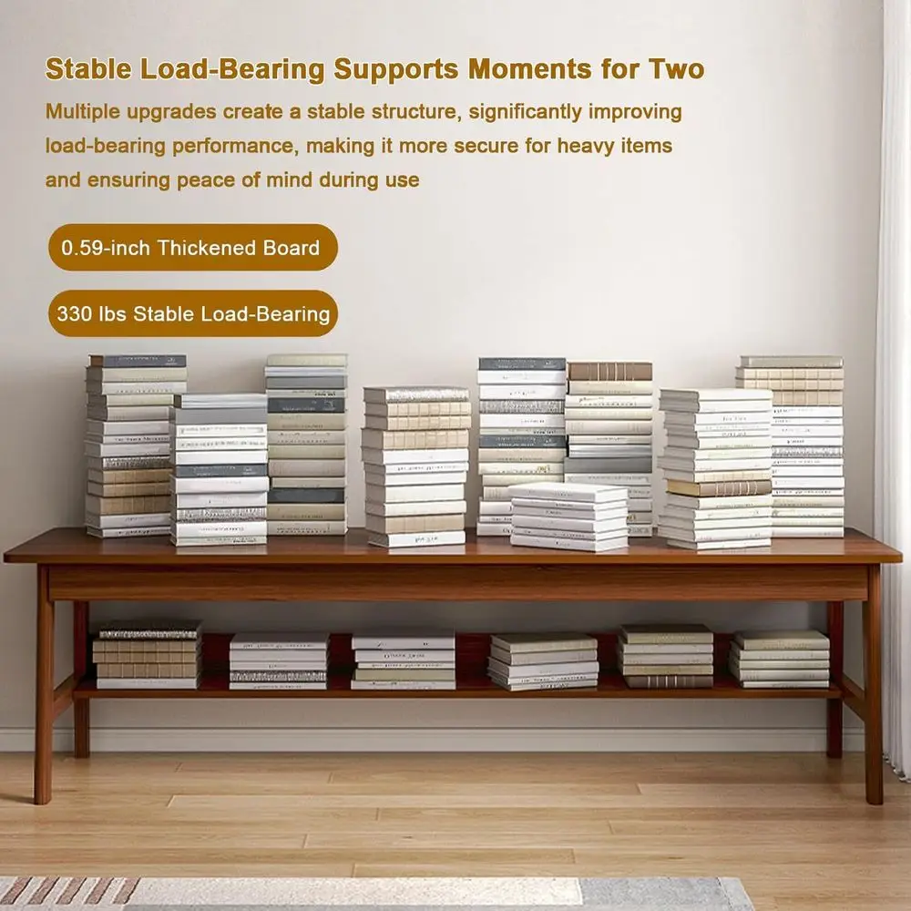 Walnut 2-Person Solid Wood Desk for Home Office, Century Modern Computer Workstation, Study Table