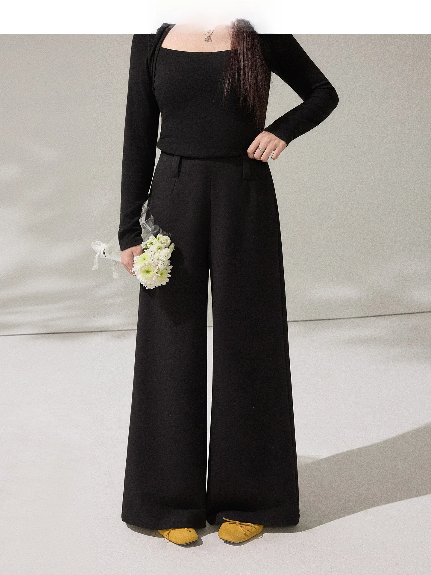 

Женские повседневные брюки с высокой талией, прямые, свободные, широкие, однотонные, в стиле кэжуал, Asourda