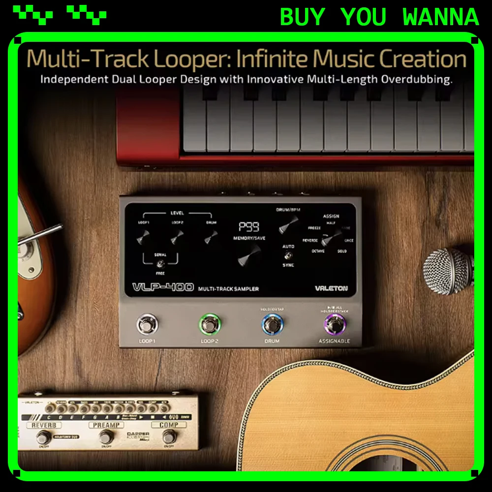 Многодорожечная педаль VALETON для гитары, бас-клавиатуры, вокала с автоматической барабанной машиной, 7-петлевые эффекты, 99 проектов, подарки на память Многодорожечная педаль VALETON для гитары, бас-клавиатуры, вокала с автоматической барабанной машиной, 7-петлевые эффекты, 99 проектов, подарки на память