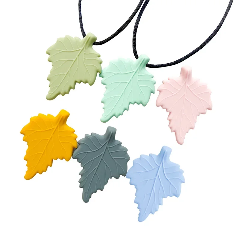 

1pcs Silicone Leaf Pendant Necklace TOY Baby Accessories Children Toys BEAD Items Beads Care Tools Teethers Bisphenol Dental