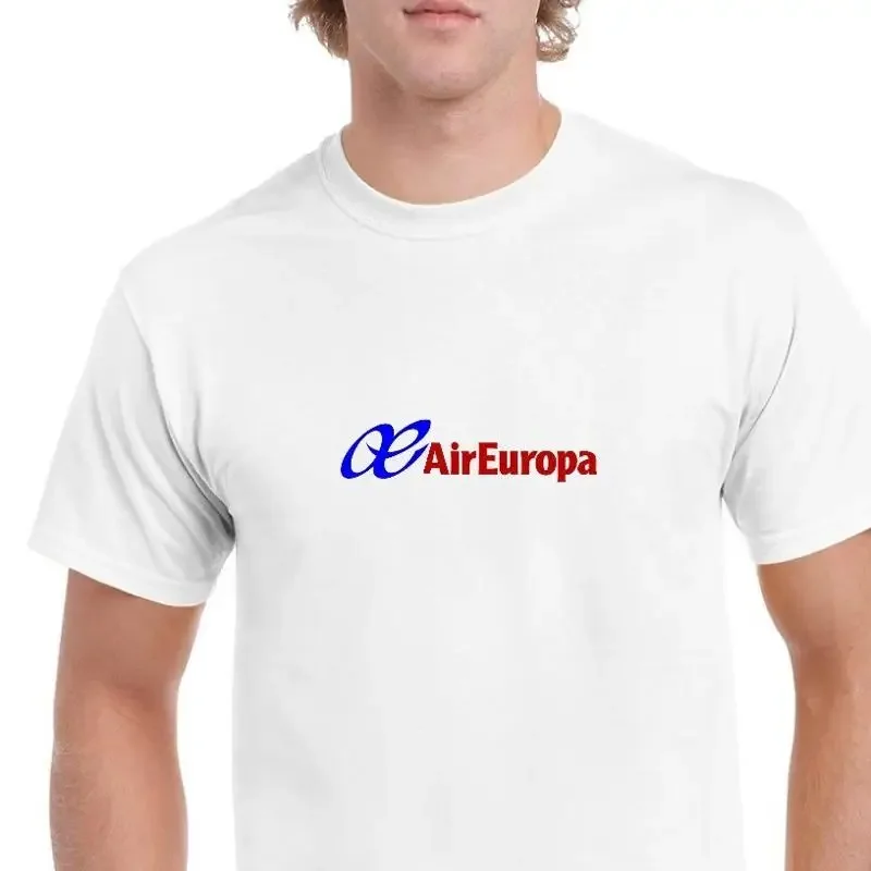 Air Europa Red Blue Logo Spain Spanish Airline Aviation White Cotton T Shirt