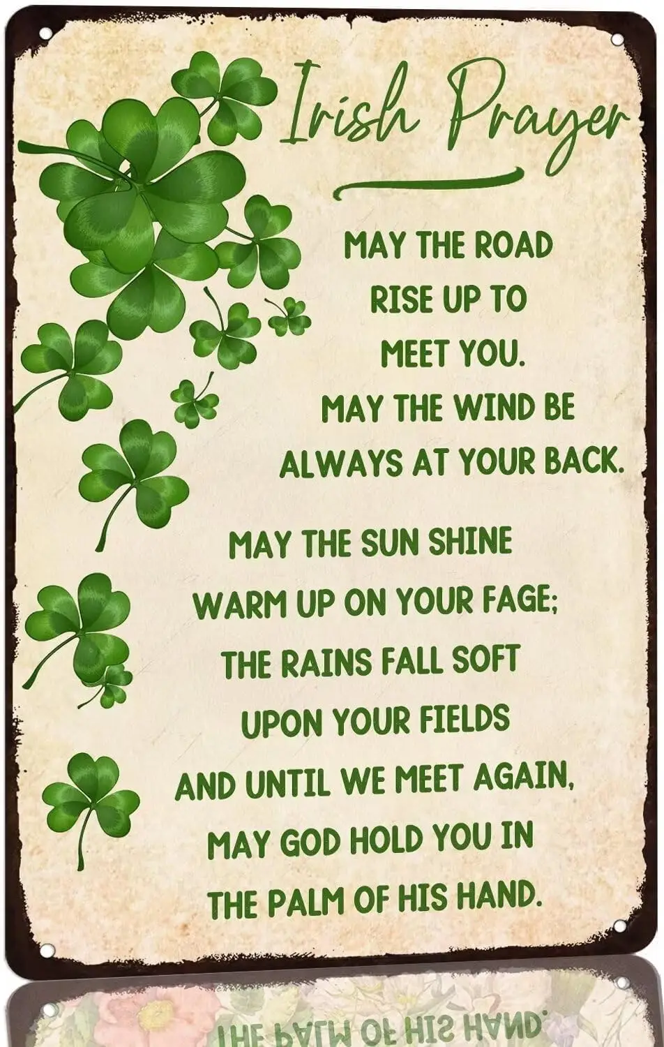 May the Road Rise Up to Meet You Metal Tin Sign Irish Prayer Blessing St Patricks Day Inspirational Green Wall Art De
