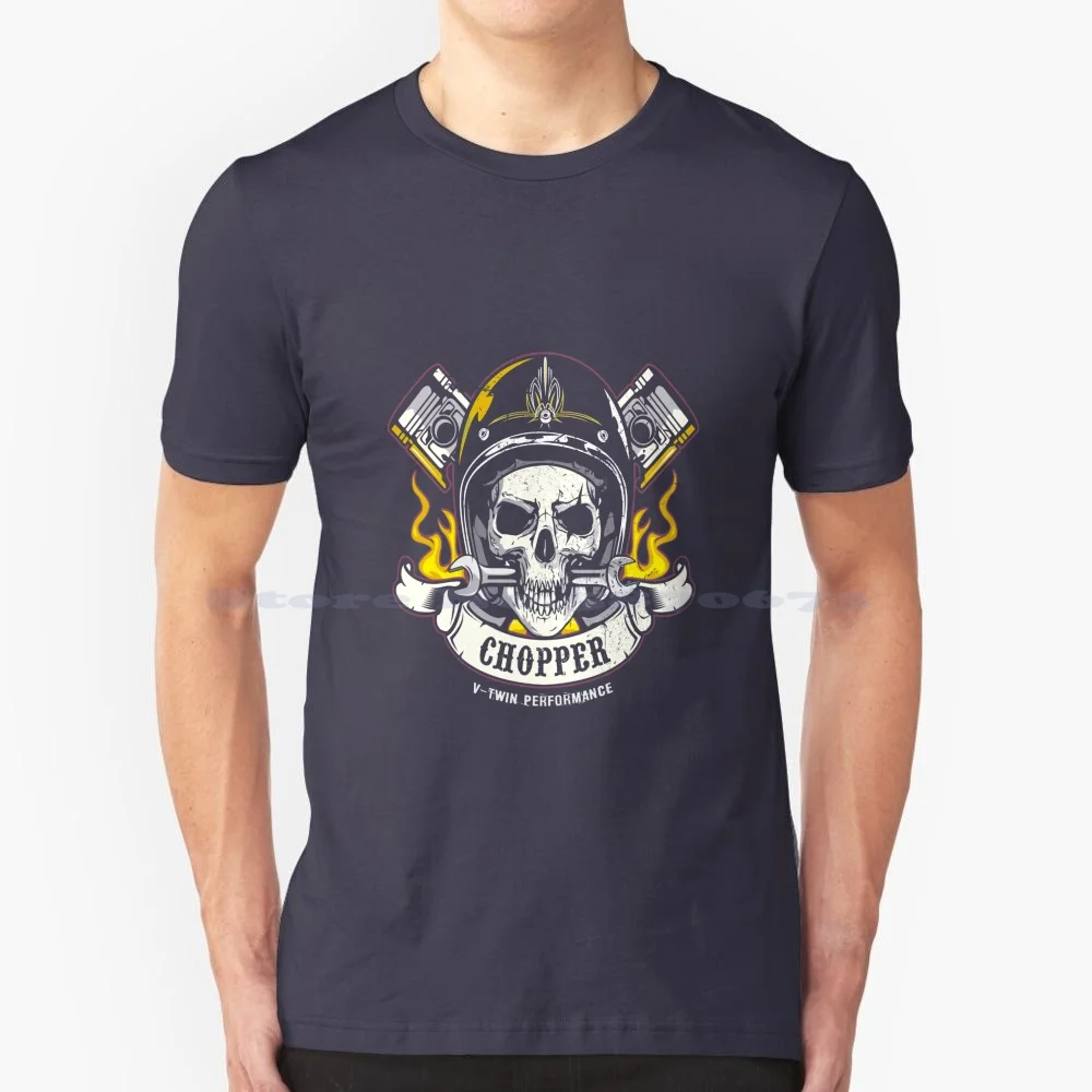 Skull With Helmet And Wrench T Shirt 100% Cotton Tee Scull Motorcross Skeleton A Way Of Life Snake Motorcycle Club