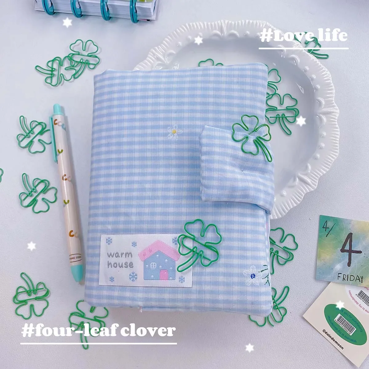 10pcs INS Style Paper Clips Lucky Four-Leaf Clover Bookmark Aesthetic Novelty Shape Clips for Scrapbooking Gift & Journal Decor