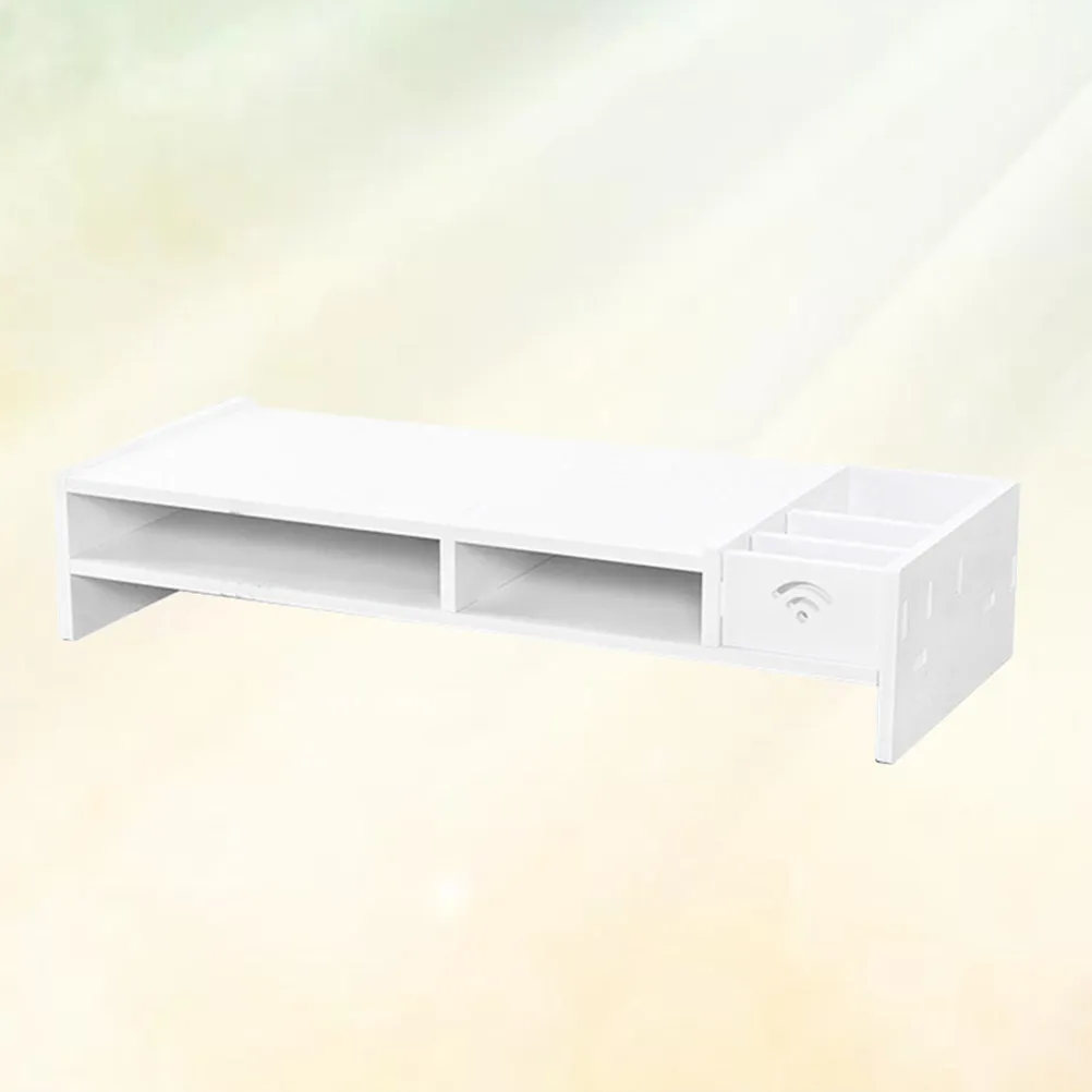 48Cm Monitor Elevated Shelf Desktop Organizer Box with Layered Design for Power Strips Cords Router USB Hubs Safe Pet