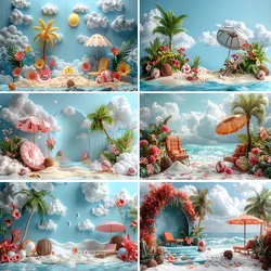 Summer Beach Backdrops for Photography Juice Shop Orange Fruit Party Decor Child Portrait Background Photo Studio Props
