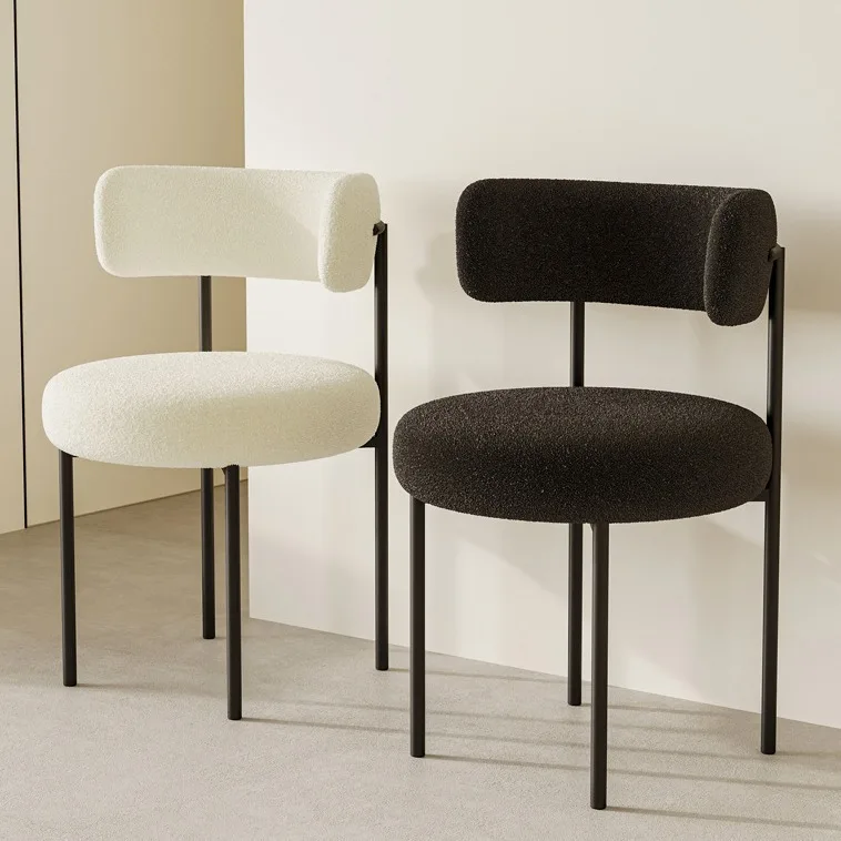 

Кресло для макияжа в кремовом стиле с обивкой из овечьей шерсти, домашнее, легкое, роскошное, высококачественное, для обеденного стола, в итальянском минималистичном стиле