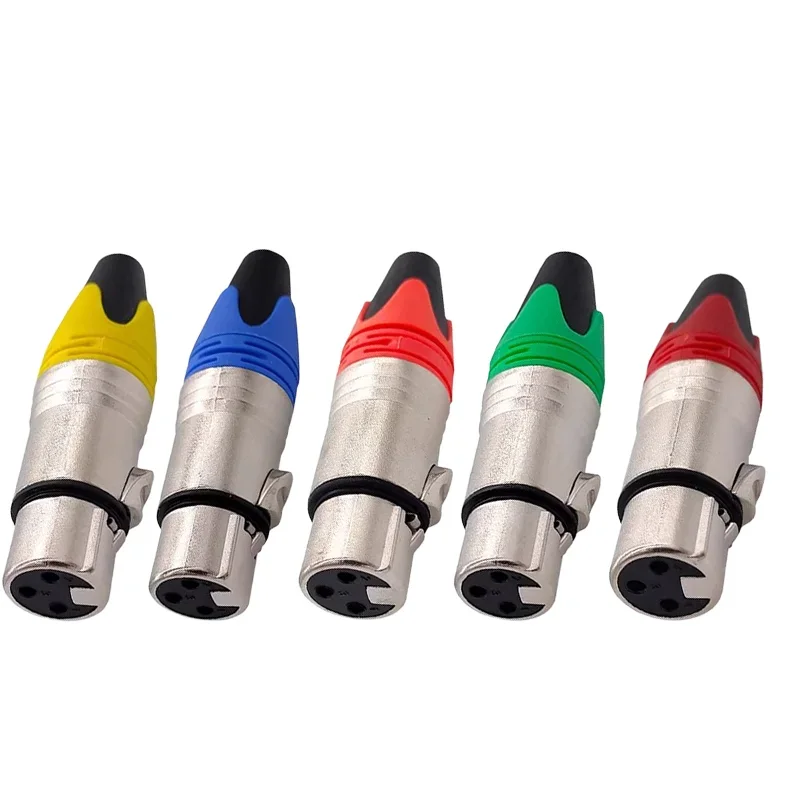 5/20/100PCS 3Pin XLR Plug Audio Connector 3Core Microphone Plug Speaker Connector Male & Female Colour Mic Connector