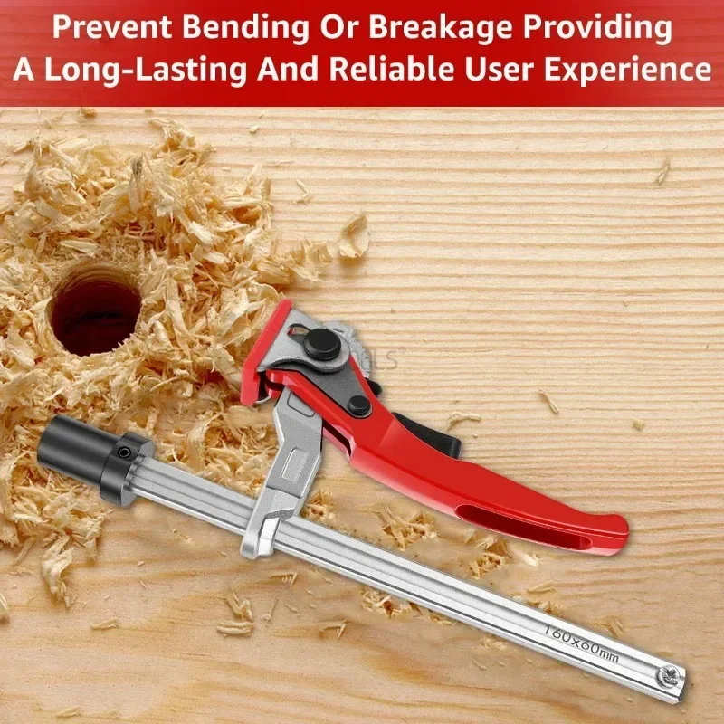 1pc for 19mm/20mm Desktop Dog Hole Fixing Clamp, Adjustable Steel Table Clamp for Woodworking Workbench Fixing Ratchet F Clamp