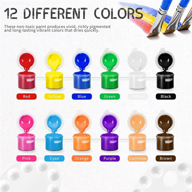 

ABLL-мини-холст и мольберты с цветовой палитрой и кисти для рисования, набор красок из 82 шт., в комплект входит маленький крошечный холст для рисования 4X4 дюйма