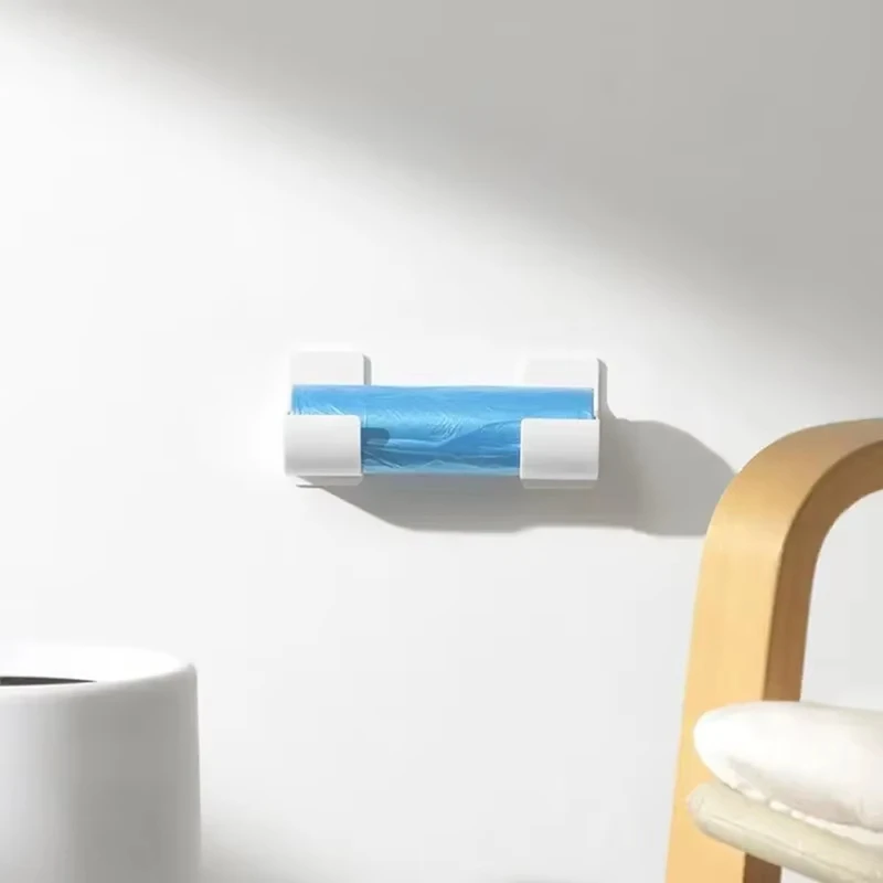 ABKO-Wall Mounted Organizer For Kitchen, No Hole Storage Tray, Cling Film & Trash Bag Holder,Refrigerator Side Storage Shelf