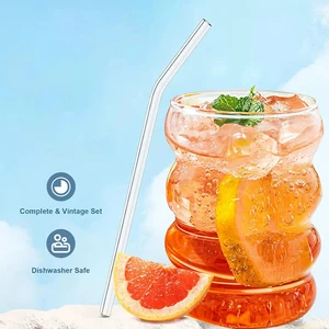 Leeseph 4 PCS Creative Glass Cups Vintage Coffee Mug với kính thẩm mỹ với rơm 12 Bán hàng chính sạch sạch - №9