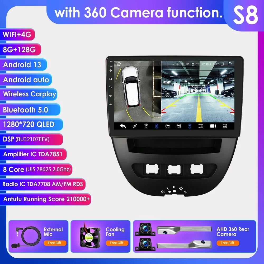 2 Din Android Auto Radio Voor Peugeot 107 Toyota Aygo Citroen C1 2005 - 2014 Draadloze Carplay Android Auto 4G Rds 7862 Geen Dvd