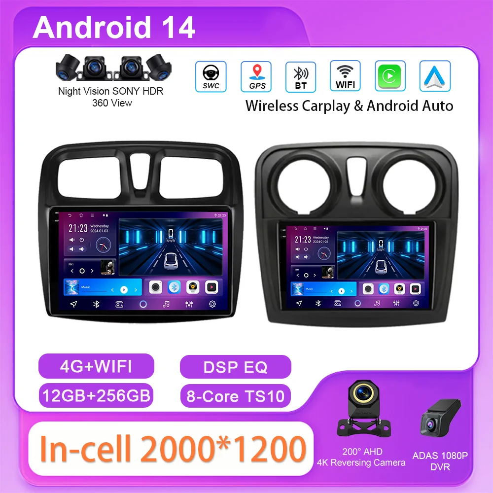 

Car Android GPS Navigation For Renault Logan 2 2012 - 2022 Sandero 2 2013 - 2022 Auto Radio Stereo Multimidia Player Carplay DVD