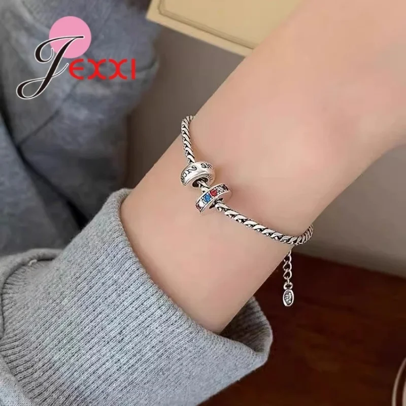 الأصلي فضة S925 كريستال مكعب الزركون حبة سوار Charm للمرأة صنع المجوهرات الإكسسوارات دروبشيب بالجملة