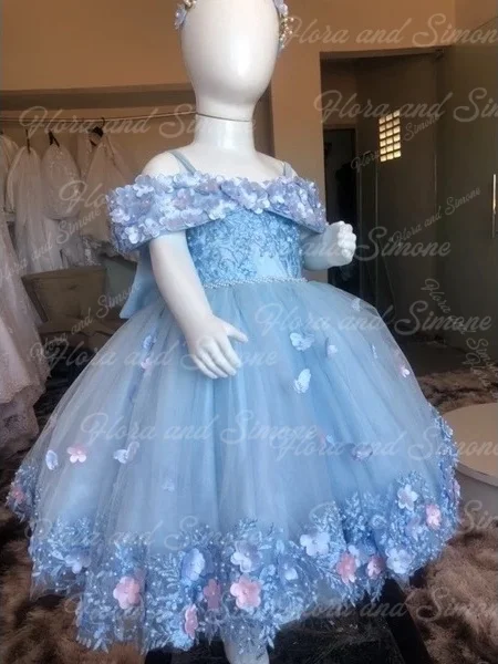 تخصيص طفلة الديكور 3D الأزهار التطريز زهرة فتاة اللباس لحفلات الزفاف الاستقبال الرسمي عطلة الاحتفال