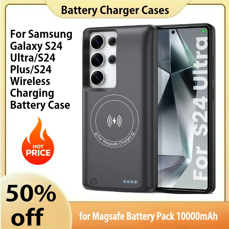 

For Samsung Galaxy S24 Ultra/S24 Plus/S24 Wireless Charging Battery Case Portable Charging Cover for Magsafe Battery Pack 10000