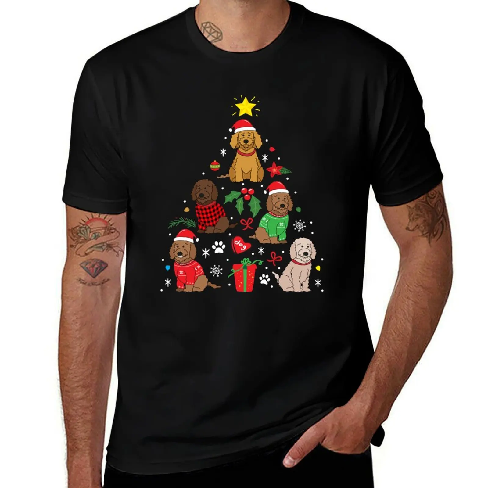 

Labradoodle Christmas Ornament Tree T-Shirt quick drying kawaii clothes cotton man t-shirts black t shirts for men