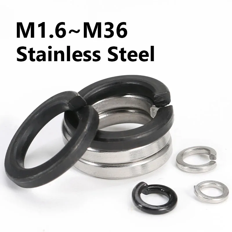 1~300Pcs Stainless Steel Split Spring Lock Washer M1.6 M2 M2.5 M3 M4 M5 M6 M8 M10~M36 Spring Washer Split Lock Elastic Gasket