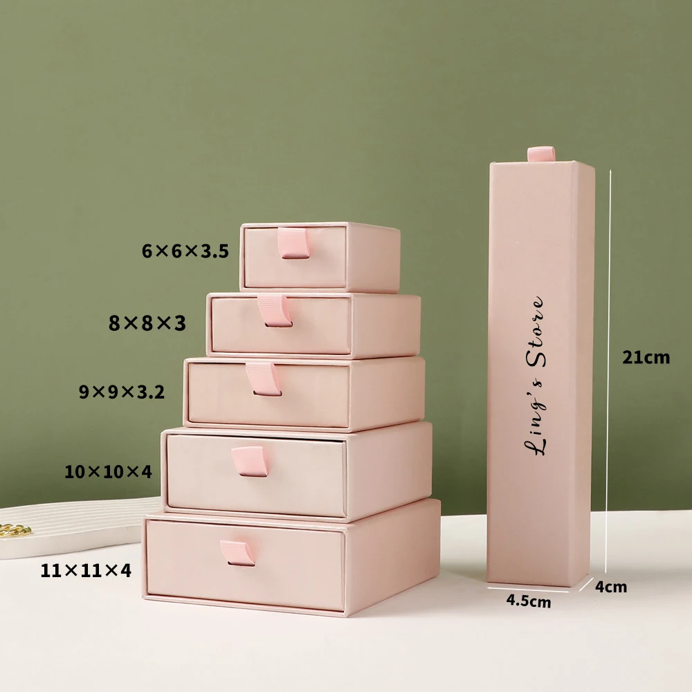 24Pcs Jewelry Paper Box Personalized Print Logo Name Text Drawer Case Boutique Jewellery Wedding Favors Gift Packaging Organizer - Image 5