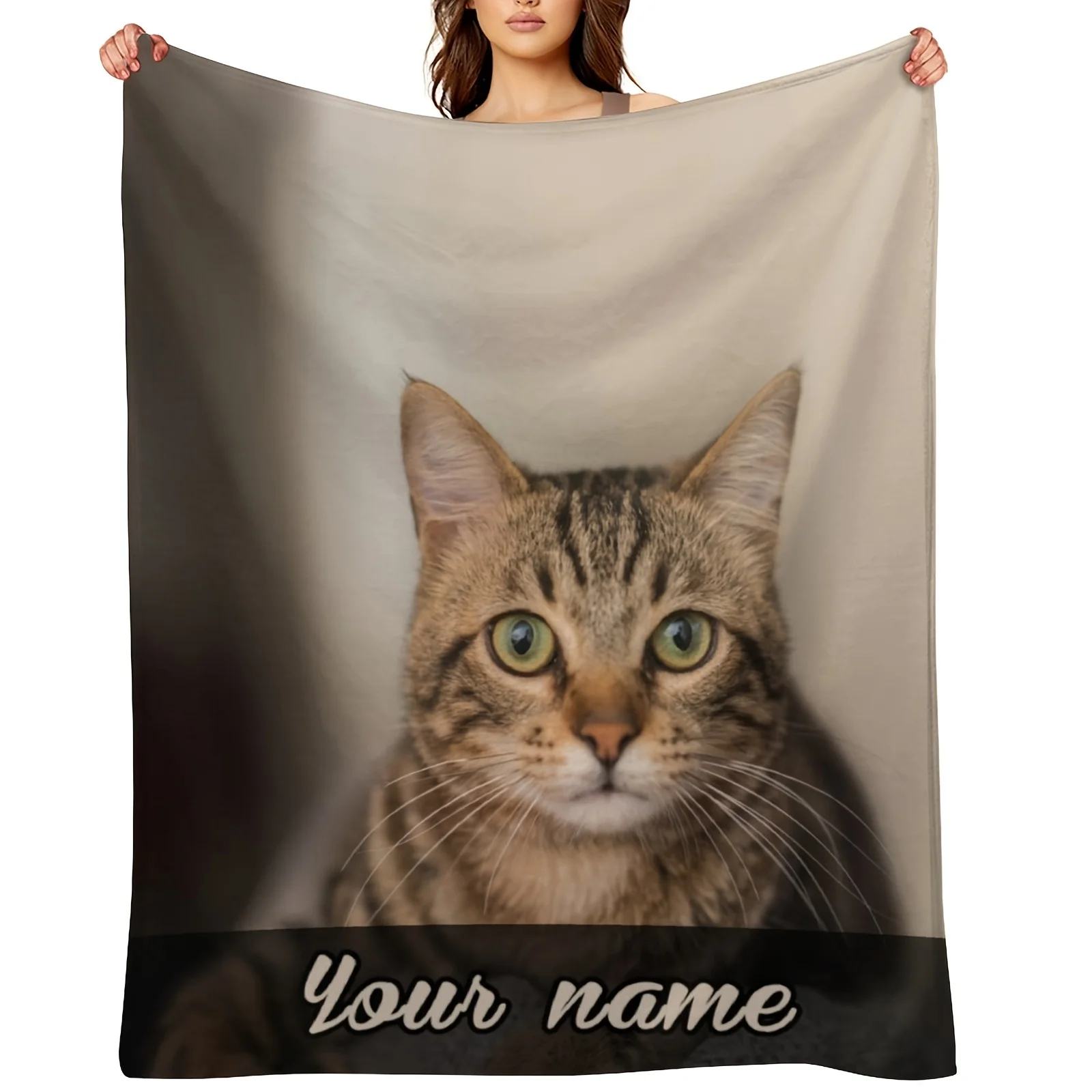 Customizable Teddy Cat Flannel Blanket Soft and Comfortable Four Seasons Digital Printed Polyester Sofa Bed Blanket