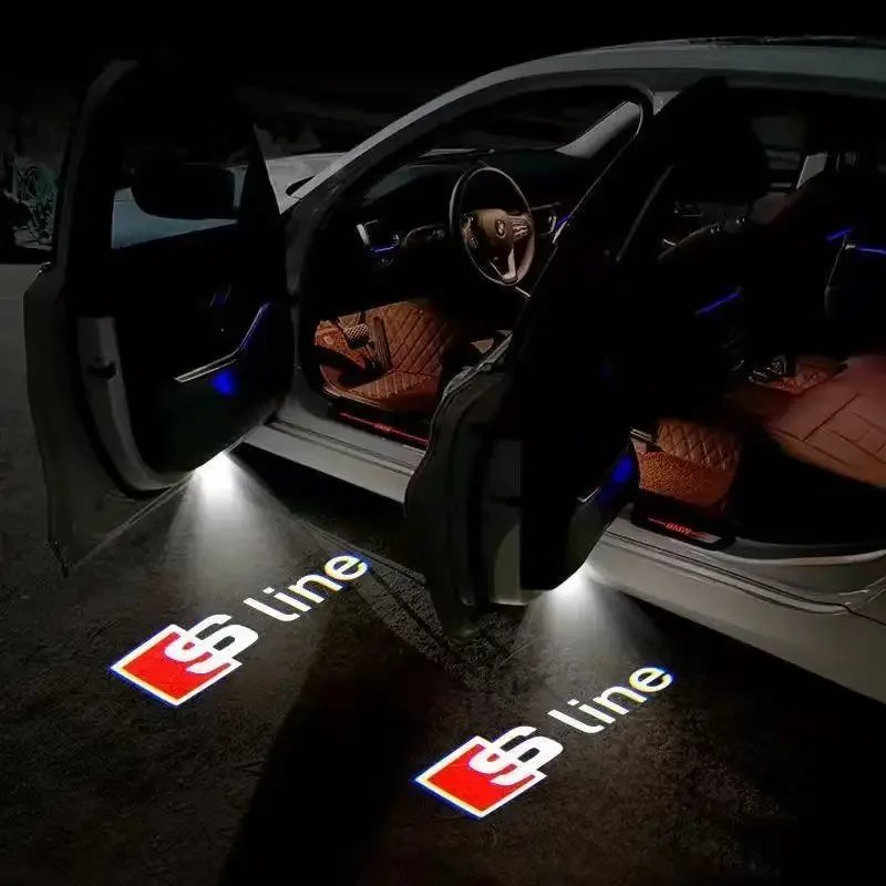 Quattro 2pcs Car Door Welcome Logo Light Projector Lamp for Audi Sline A4 B5 B6 B7 B8 B9 A1 A3 8V 8P 8L A6 C5 C6 C7 A5 A7 A8 Q3