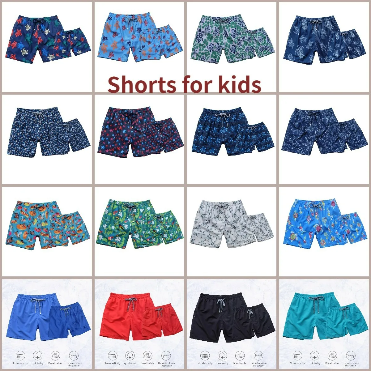 Children's Fashion Luxury Brand Board Shorts Water Sports Beach Surfing Quick-Drying Family Water-Repellent Swimsuit Triangle Inner Network