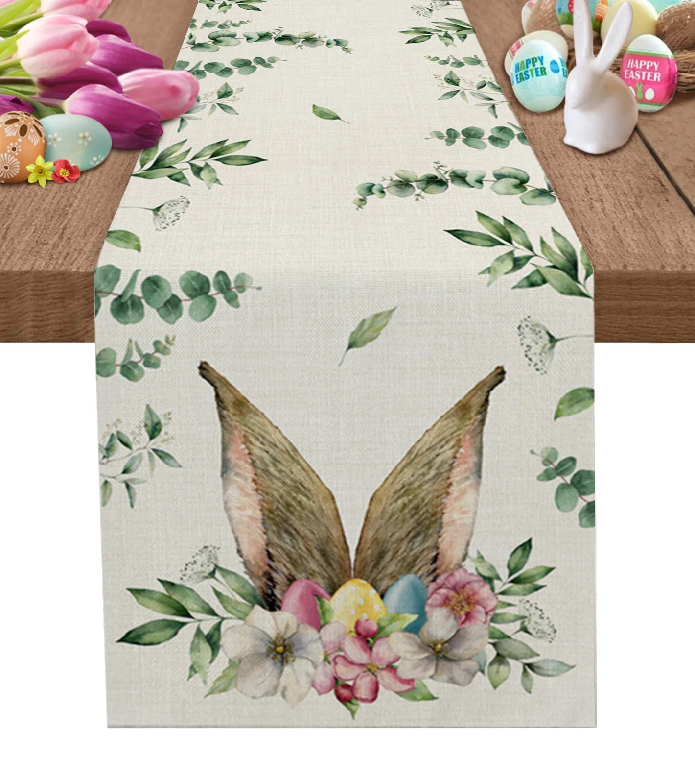 

Easter Flowers Eucalyptus Rabbit Ears Table Runner Decoration Home Decor Dinner Table Decoration Table Decor