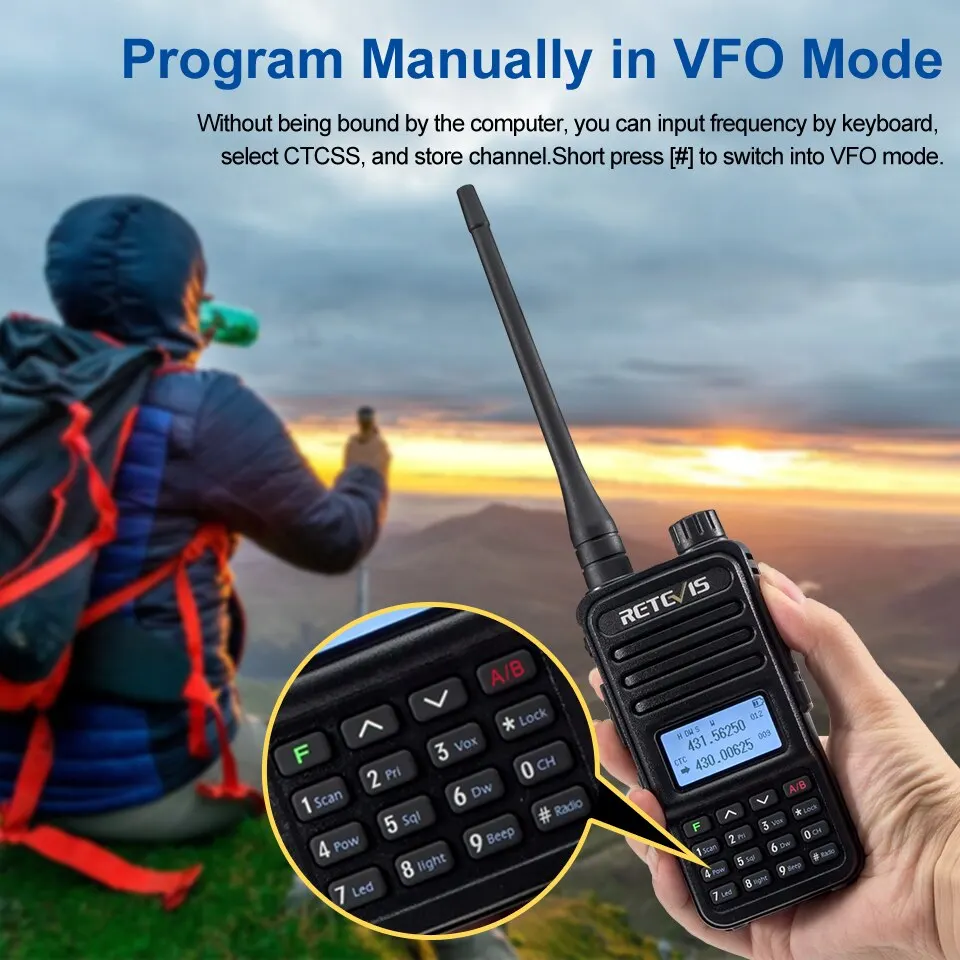 Walkie Talkie Ham Two Way Radio Station 5W Walkie Talkies VHF UHF Dual Band Amateur Radio HT For Hunting