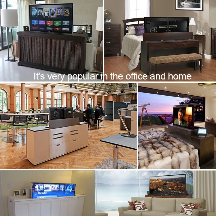 Motorized TV Lift Flat Mechanism Auto Lifting Adjustable Height With Wireless RF Remote Controller TV Lift