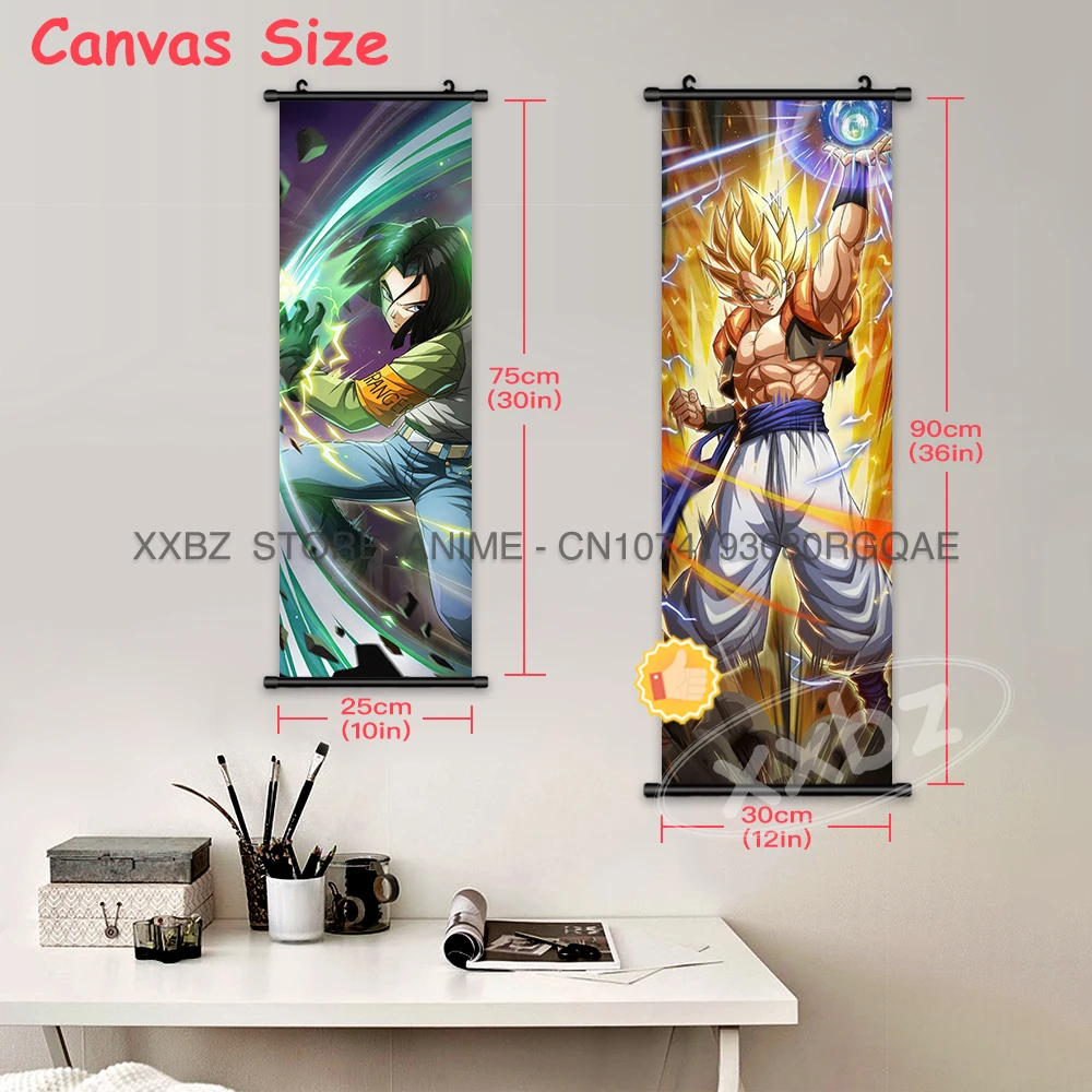 Dragon Ball Scrolls Picture Wall Art Goku Saiyan  Hanging Painting Canvas Anime Poster Hot Blooded Home Decor Kawaii Kids Room