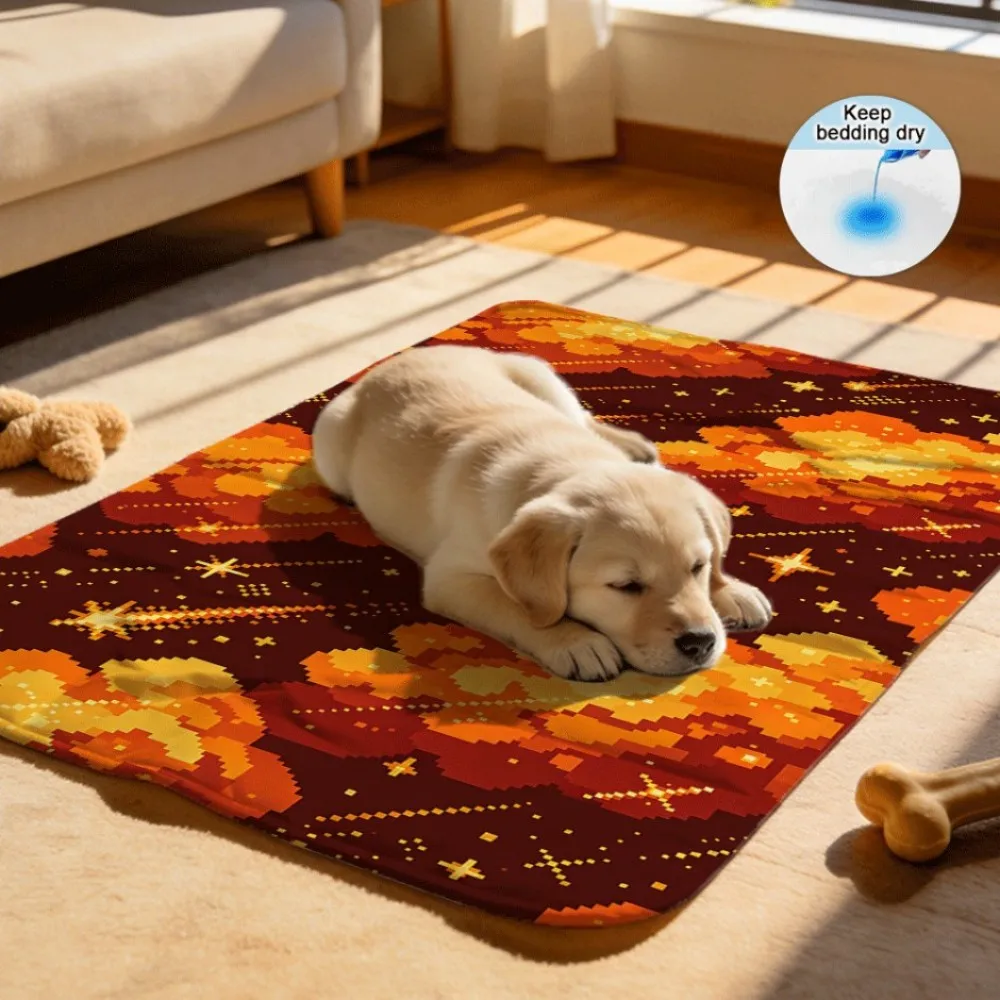 Vibrant pixel star cloud pattern Washable Reusable Dog Potty Pads Non-Slip for Tile Floors