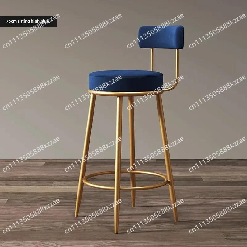 Nordic Velvet Bar Stools Counter Heightend Bar Chairs Upholstered Stools with Gold Legs for Modern Home Bar Luxury Seating
